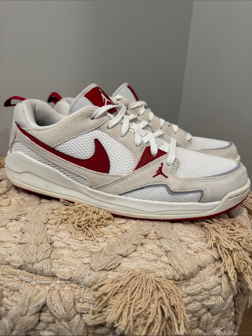Nike Air Jordan Low-Top Sneakers in White and Red